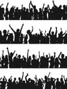 Party crowd silhouettes. Partying dancing people outline backgrounds, fun events persons shadows Royalty Free Stock Photo