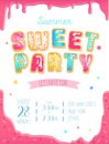 Party cute invitation design. Sweet donut party poster for birth