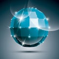 Party 3D blue glossy mirror ball created from geometric figures. Royalty Free Stock Photo