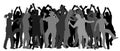 Party dancer people, girls and boys silhouette. Teenagers in good mood. Fun and entertainment.
