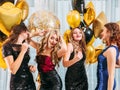 Party dancing girls flaunting festive hairstyle Royalty Free Stock Photo