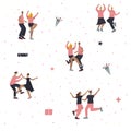 Party dancing people illustration seamless pattern Royalty Free Stock Photo