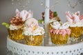 Party decorations; Candy table, table with various sweets and cakes Royalty Free Stock Photo