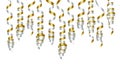 Party decorations golden and silver streamers or curling party ribbons. Vector illustration