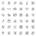 Party decorations line icons set