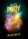 Party design with gold disco ball. Royalty Free Stock Photo