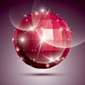 Party dimensional red sparkling disco ball created from geometric figures. Vector festive illustration - eps10 glossy gemstone. Royalty Free Stock Photo