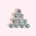 Party Disco balls on pastel pink background. Royalty Free Stock Photo