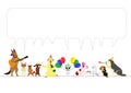 Party dogs border with speech bubbles Royalty Free Stock Photo