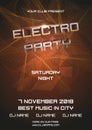 Party electro night colorful flyer template vector with abstract ball in gold color Royalty Free Stock Photo