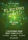 Party electro night colorful flyer template vector with abstract ball in green color
