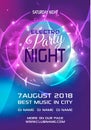 Party electro night colorful flyer template vector in blue and v Royalty Free Stock Photo