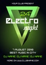 Party electro night colorful flyer template vector in green color with 3D element Royalty Free Stock Photo