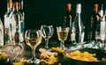 After party - empty bottles, concept of alcoholism, alcohol abuse and addiction Royalty Free Stock Photo