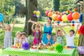 Party entertainer with children Royalty Free Stock Photo