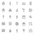 Party and event elements outline icons set