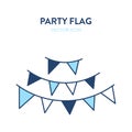 Party flags icon. Vector illustration of a colorful holiday party flags hanging on a rope. Represents concept of triangle party