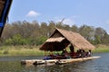 Party in floating house on river