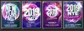 2019 Party Flyer Poster Set Vector. Night Club Celebration. Musical Concert Banner. Happy New Year. Celebration Template Royalty Free Stock Photo