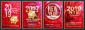 2019 Party Flyer Poster Set Vector. Night Club Celebration. Musical Concert Banner. Happy New Year. Celebration Template Royalty Free Stock Photo