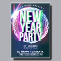 2019 Party Flyer Poster Vector. Happy New Year. Holiday Invitation. Christmas Disco Light. Design Illustration Royalty Free Stock Photo