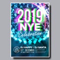 2019 Party Flyer Poster Vector. Happy New Year. Holiday Invitation. Christmas Disco Light. Design Illustration Royalty Free Stock Photo