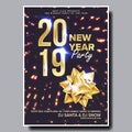 2019 Party Flyer Poster Vector. Happy New Year. Night Club Celebration. Musical Concert Banner. Design Illustration Royalty Free Stock Photo