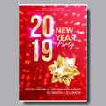 2019 Party Flyer Poster Vector. Happy New Year. Night Club Celebration. Musical Concert Banner. Design Illustration Royalty Free Stock Photo