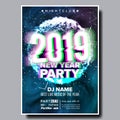 2019 Party Flyer Poster Vector. Happy New Year. Celebration Template. Winter Background. Design Illustration Royalty Free Stock Photo