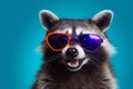 pet raccoon party club glasses background young animal fun portrait music. Generative AI.