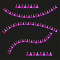 Party garland pattern. Triangle cone elements. Colorful festive Vector. Dark background decoration. Royalty Free Stock Photo