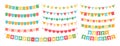 Party garlands and bunting. Colorful birthday flags and holiday ribbons. Color happy decoration for celebration parties Royalty Free Stock Photo