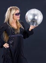 Party girl with disco ball Royalty Free Stock Photo