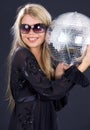 Party girl with disco ball Royalty Free Stock Photo