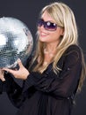 Party girl with disco ball Royalty Free Stock Photo