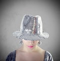 Party girl portrait with silver hat