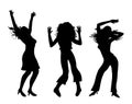 Party girls.Dancing girls silhouette illustration.