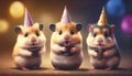 Party hamster hamsters wearing hats celebrating