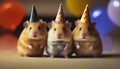 Party hamster hamsters wearing hats celebrating