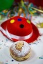 Party hat with bow and streamers Royalty Free Stock Photo