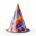 Multicolored triangle pattern party hat. Generative AI Royalty Free Stock Photo
