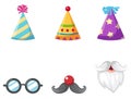 Party hat and glasses and mustache isolated vector illustration