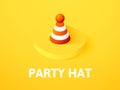 Party hat isometric icon, isolated on color background Royalty Free Stock Photo