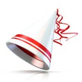 Party hat, white hat with two red stripes. Royalty Free Stock Photo