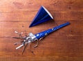 Party hat on wood table. birthday Royalty Free Stock Photo