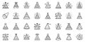 Party hats icons set, outline style