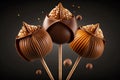 party hazelnut homemade lollipops on dark background