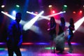 party, holidays, celebration, nightlife and people concept - group of happy friends dancing in a night club Royalty Free Stock Photo