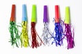 Party Horn Blower with colored streamers Royalty Free Stock Photo