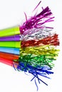 Party Horn Blower with colored streamers Royalty Free Stock Photo